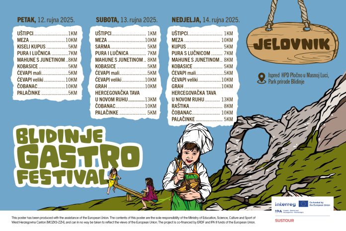 Gastro festival Blidinje 2025 jelovnik i cijene