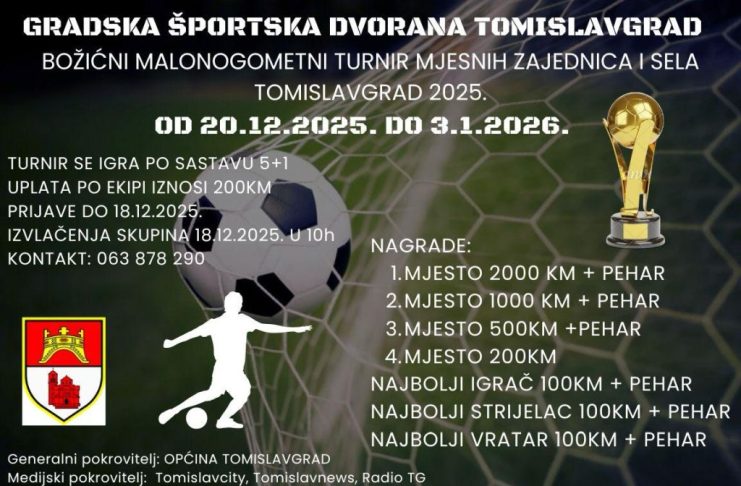 Najava: Božićni malonogometni turnir mjesnih zajednica i sela Tomislavgrad 2025.