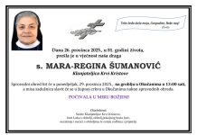 Posljednji ispraćaj s. Mare Regine Šumanović bit će 29. prosinca u Okučanima