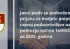 Javni poziv za podnošenje prijava za dodjelu potpora za razvoj poduzetništva na području Općine Tomislavgrad za 2026. godinu