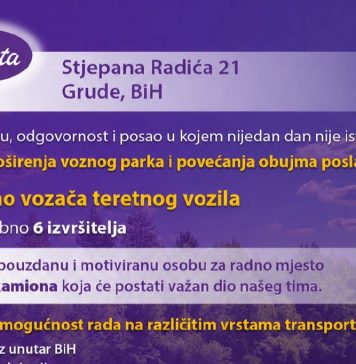 Violeta zapošljava vozače teretnog vozila