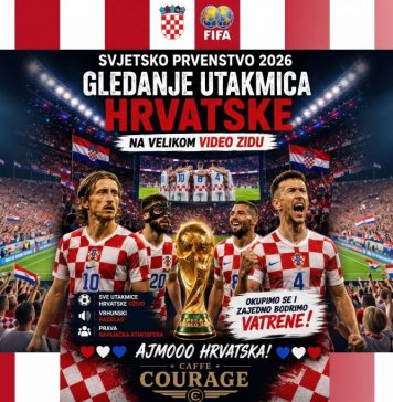 Caffe Courage organizira gledanje utakmica Hrvatske na velikom video zidu!