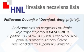 HNL najavljuje predizborne skupove u Kazagincu, Šujici i Roškom Polju