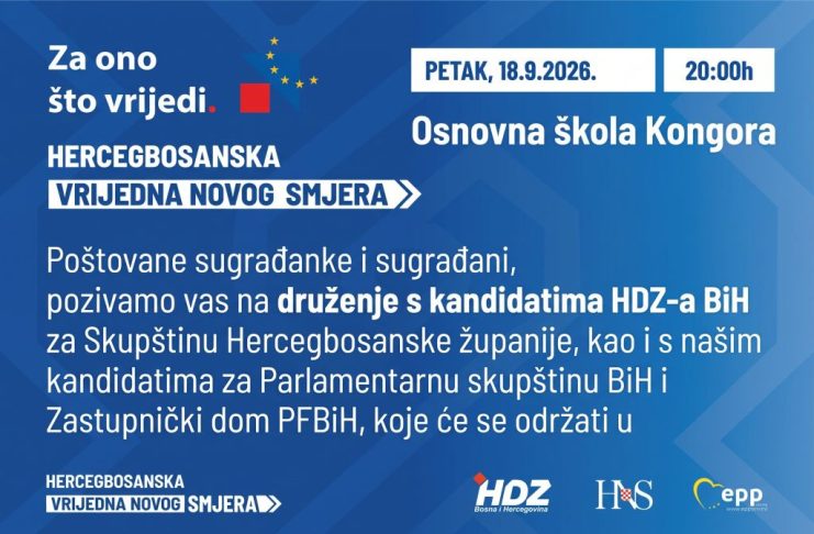 HDZ BiH Tomislavgrad: Poziv na druženje, danas u 20 sati u Kongori