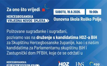 HDZ BiH Tomislavgrad: Poziv na druženje, danas u 19 sati u Roškom Polju
