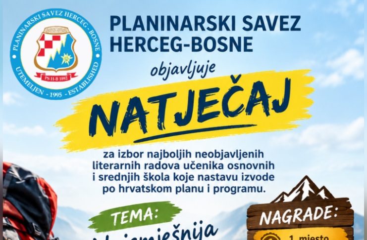 Planinarski savez Herceg-Bosne raspisao dva natječaja s novčanim nagradama, jedan je za učenike